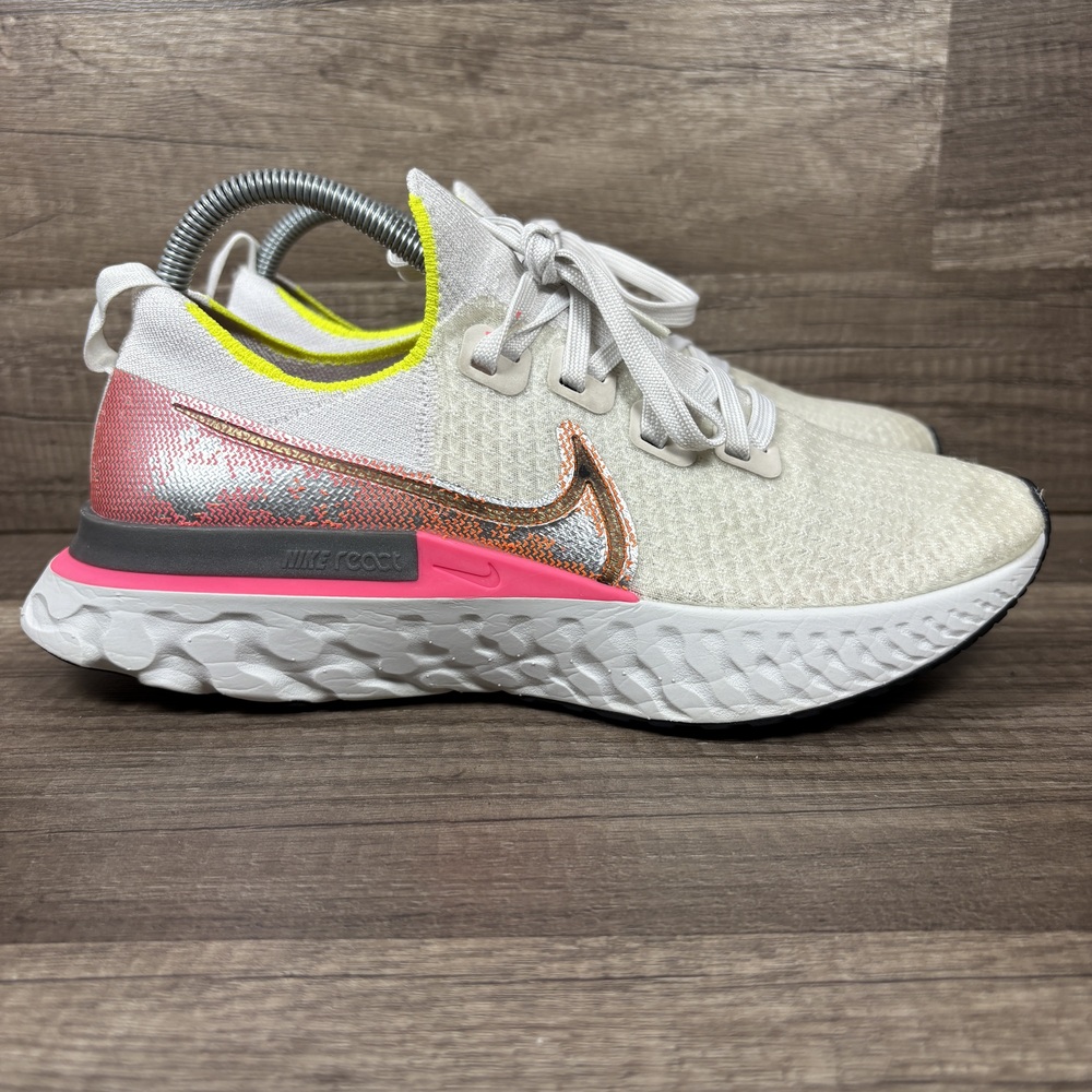 Nike React Infinity Flyknit Run White Pink Womens Size 9 CD4372-004 Running Shoe